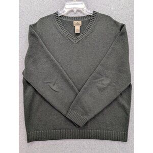 LL Bean Sweater Mens Extra Large Gray V Neck 100% Cotton Pullover Casual Preppy